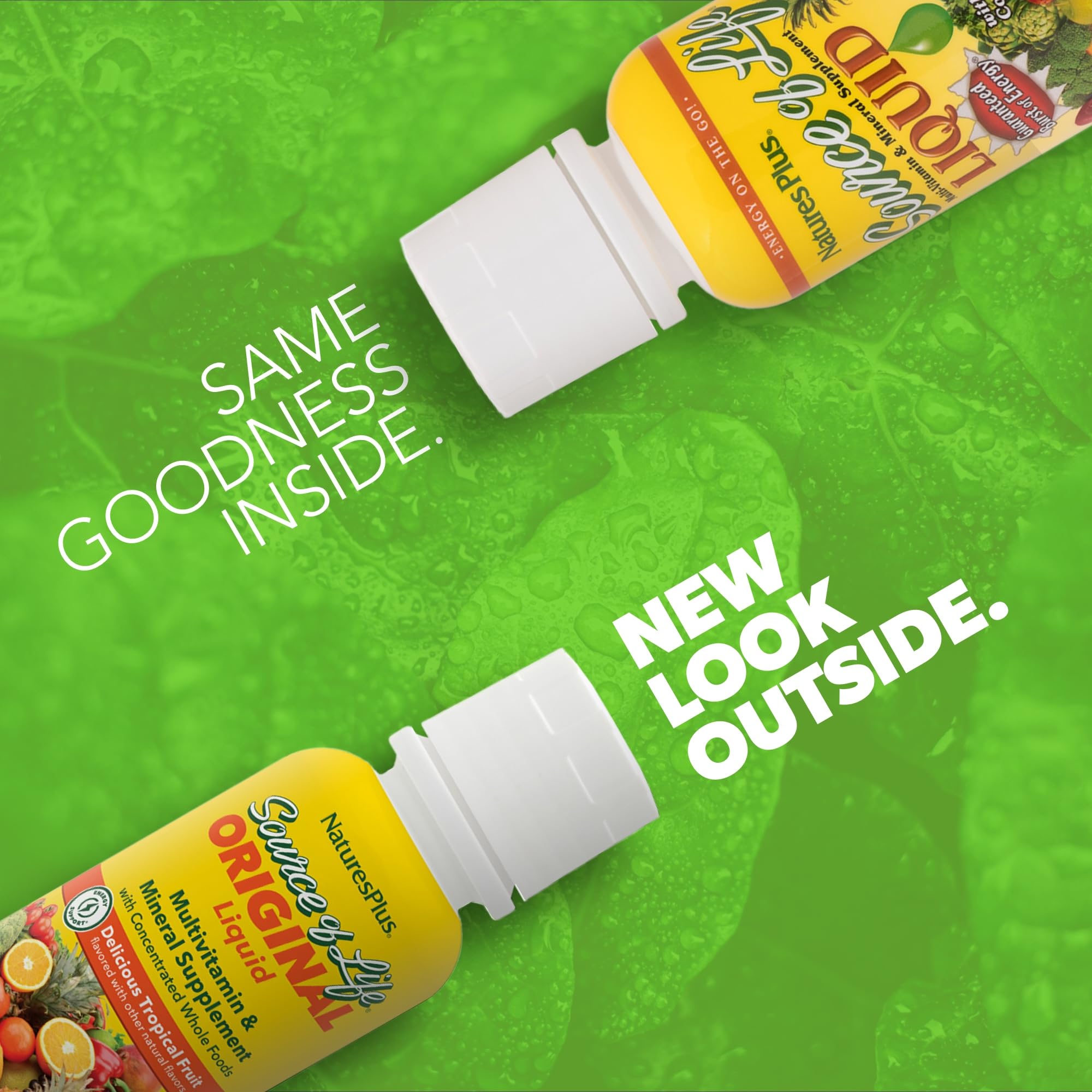 NaturesPlus Source de Vie Liquide, étiquette claire facilitant l'identification des nutriments.