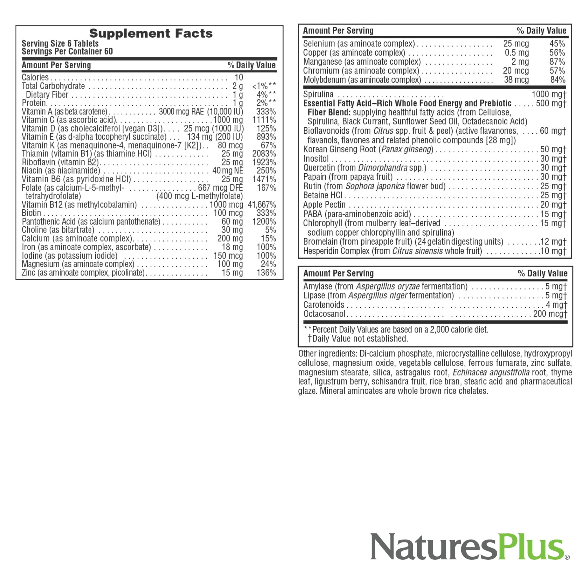 Dosage simple de NaturesPlus Source de Vie Mini-Tablettes pour routine matinale.