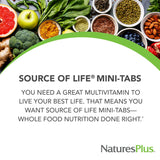 Étiquette claire de NaturesPlus Source de Vie Mini-Tablettes avec informations nutritionnelles.