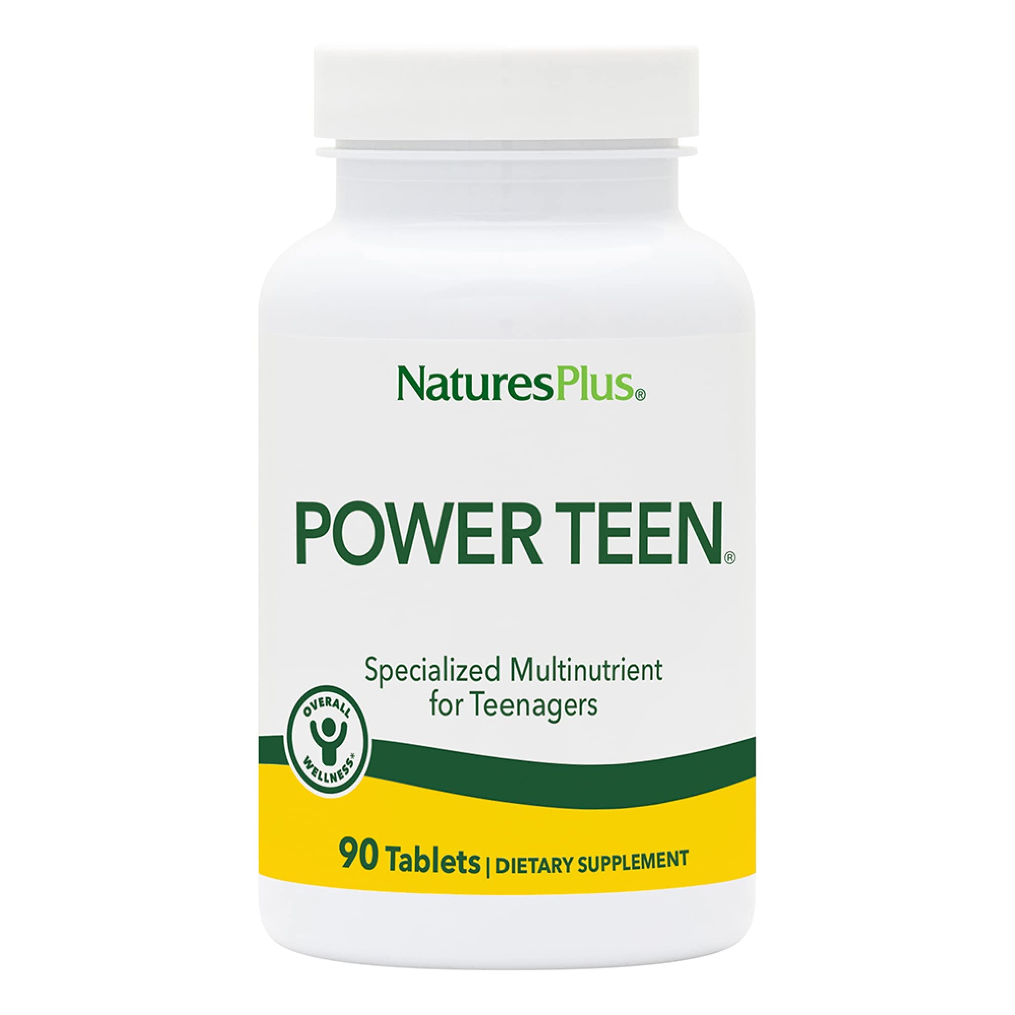 NaturesPlus Source de Vie Power Teen, bouteille visible, pratique pour les adolescents actifs.