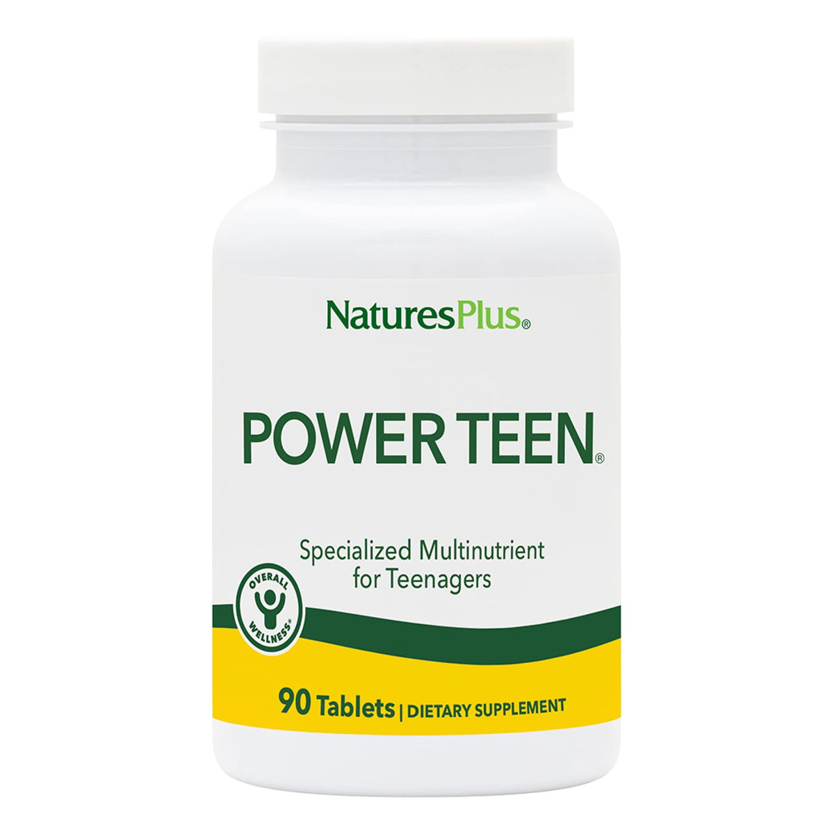 NaturesPlus Source de Vie Power Teen, bouteille visible, pratique pour les adolescents actifs.