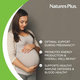 NaturesPlus Source de Vie Prénatal : ingrédients issus d'aliments entiers pour une nutrition naturelle.