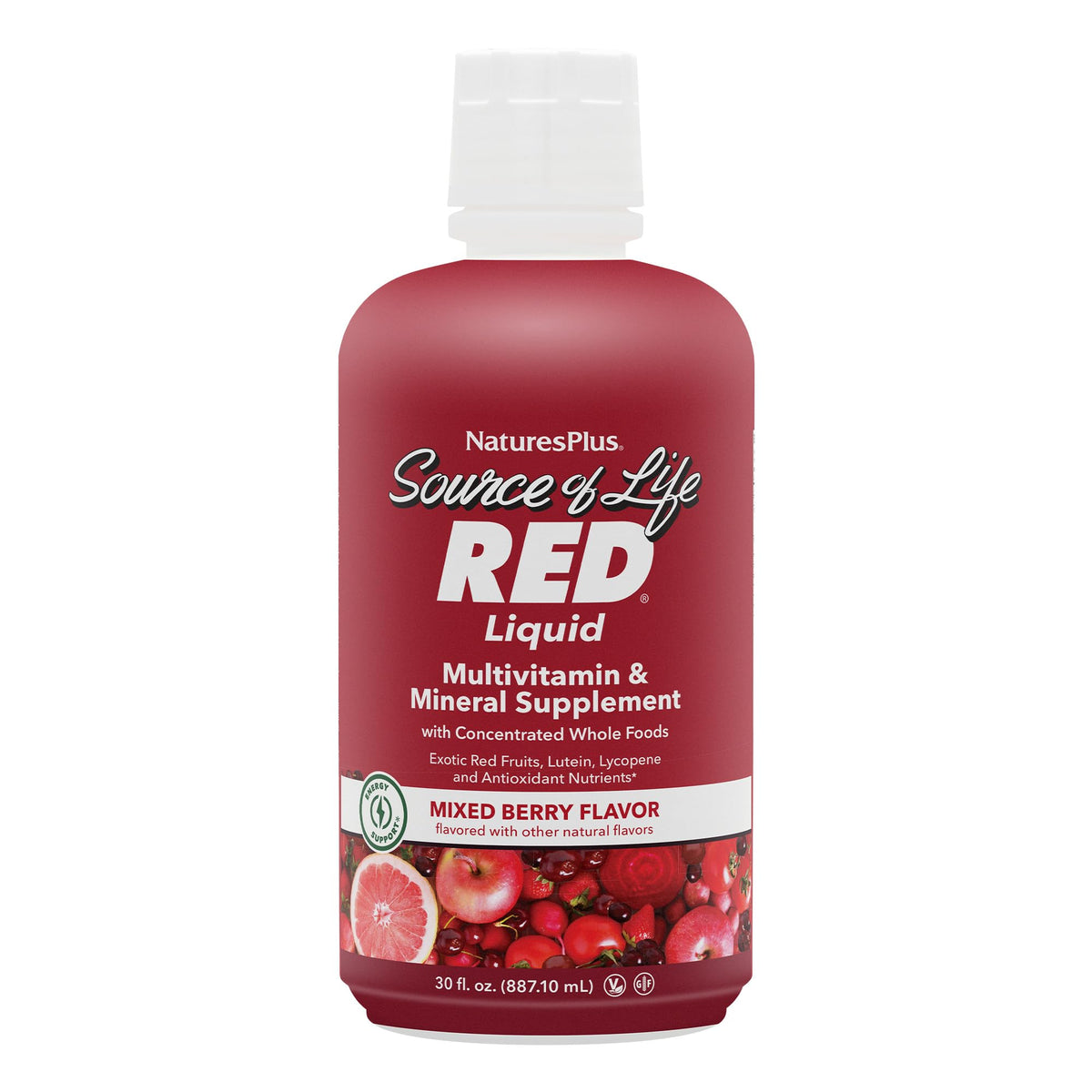 Source de Vie Rouge en bouteille liquide, soutien énergétique potentiel.
