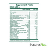NaturesPlus Source of Life No Iron – dose quotidienne recommandée sur l'emballage.
