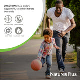 NaturesPlus Source of Life No Iron – utilisation recommandée avec trois comprimés par jour.