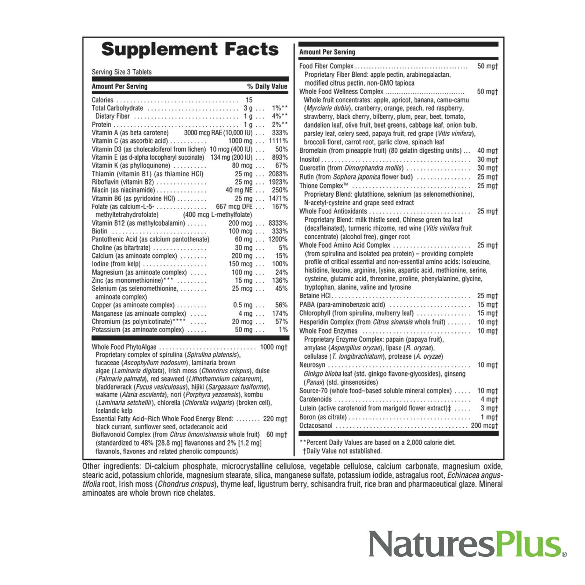 Emballage externe de NaturesPlus Source de Vie Sans Fer démontrant le packaging