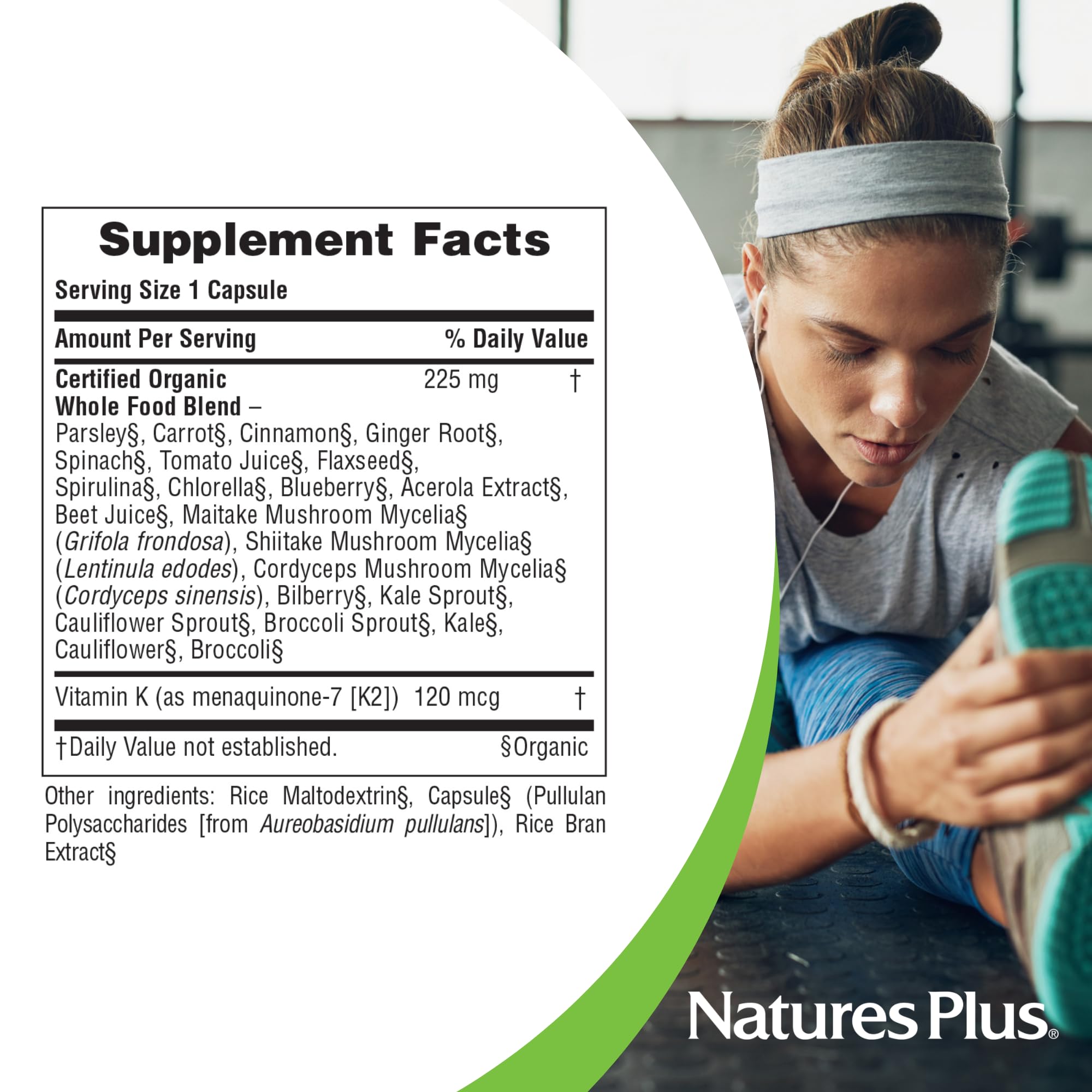 NaturesPlus Source of Life Garden Vitamine K2 — Certifiée biologique et sans OGM.