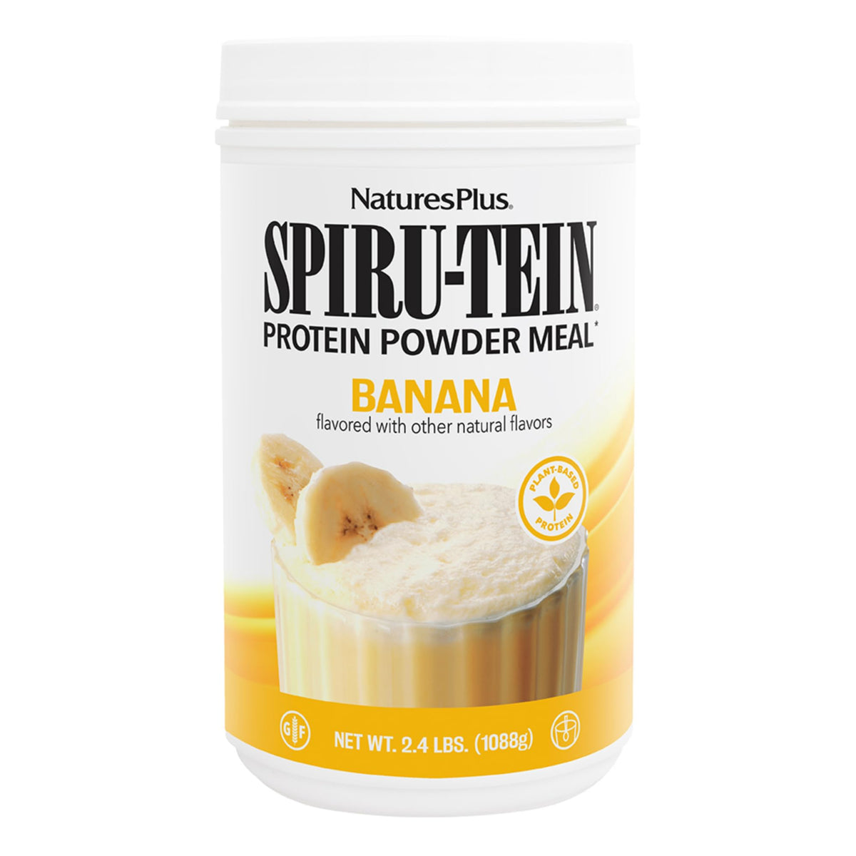NaturesPlus SPIRU-TEIN Banane, poudre protéinée prête à mélanger.