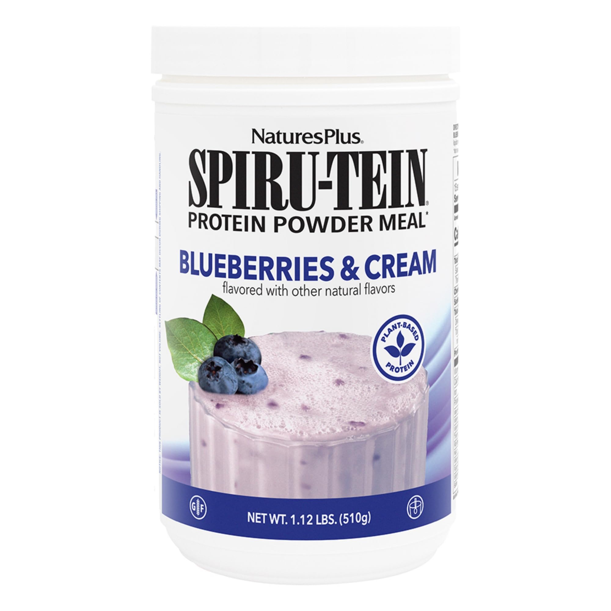 NaturesPlus SPIRU-TEIN Bleuets et Crème en bouteille, énergie potentielle et saveur délicieuse.