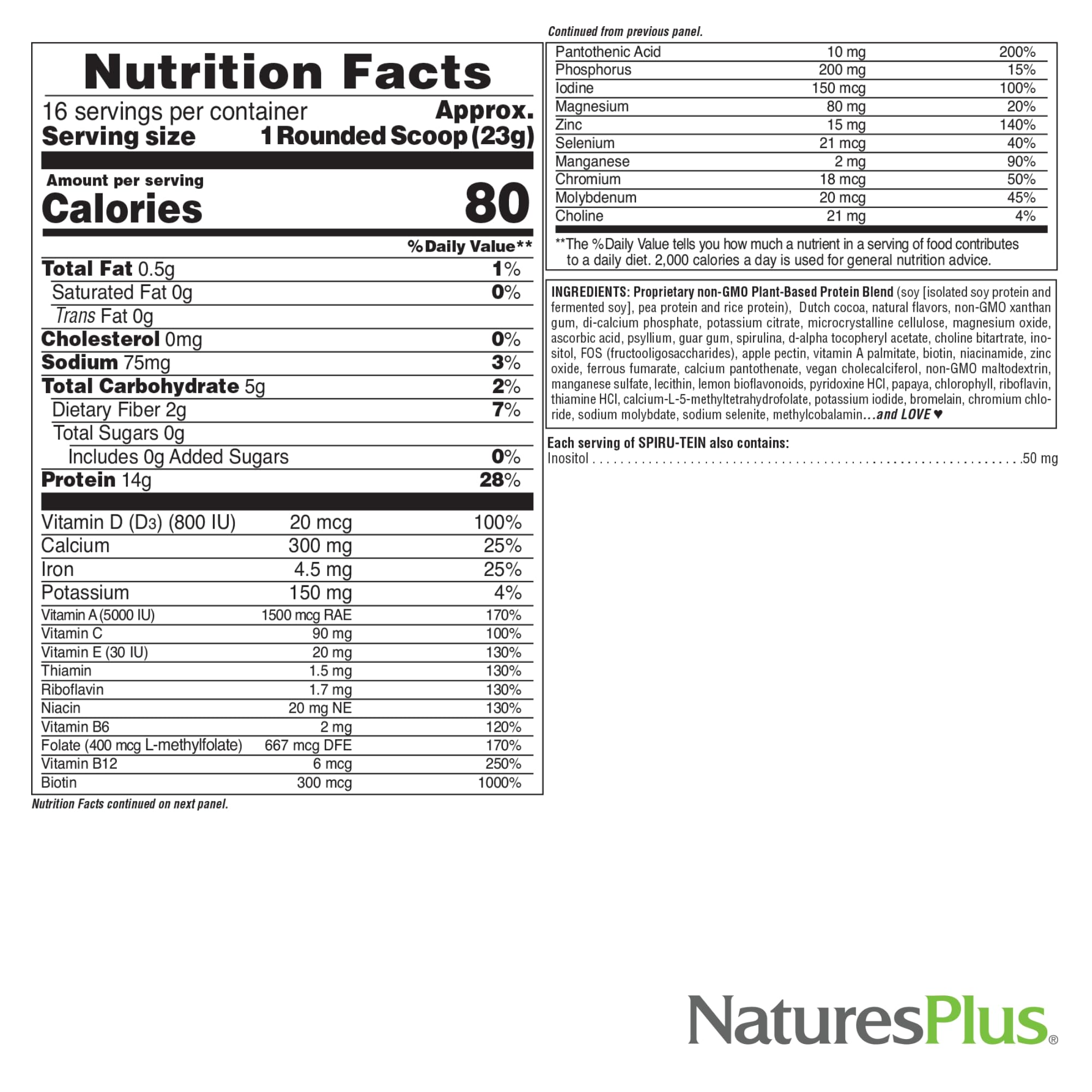 Emballage pratique SPIRU-TEIN 0,81 lb offrant 16 portions faciles à doser