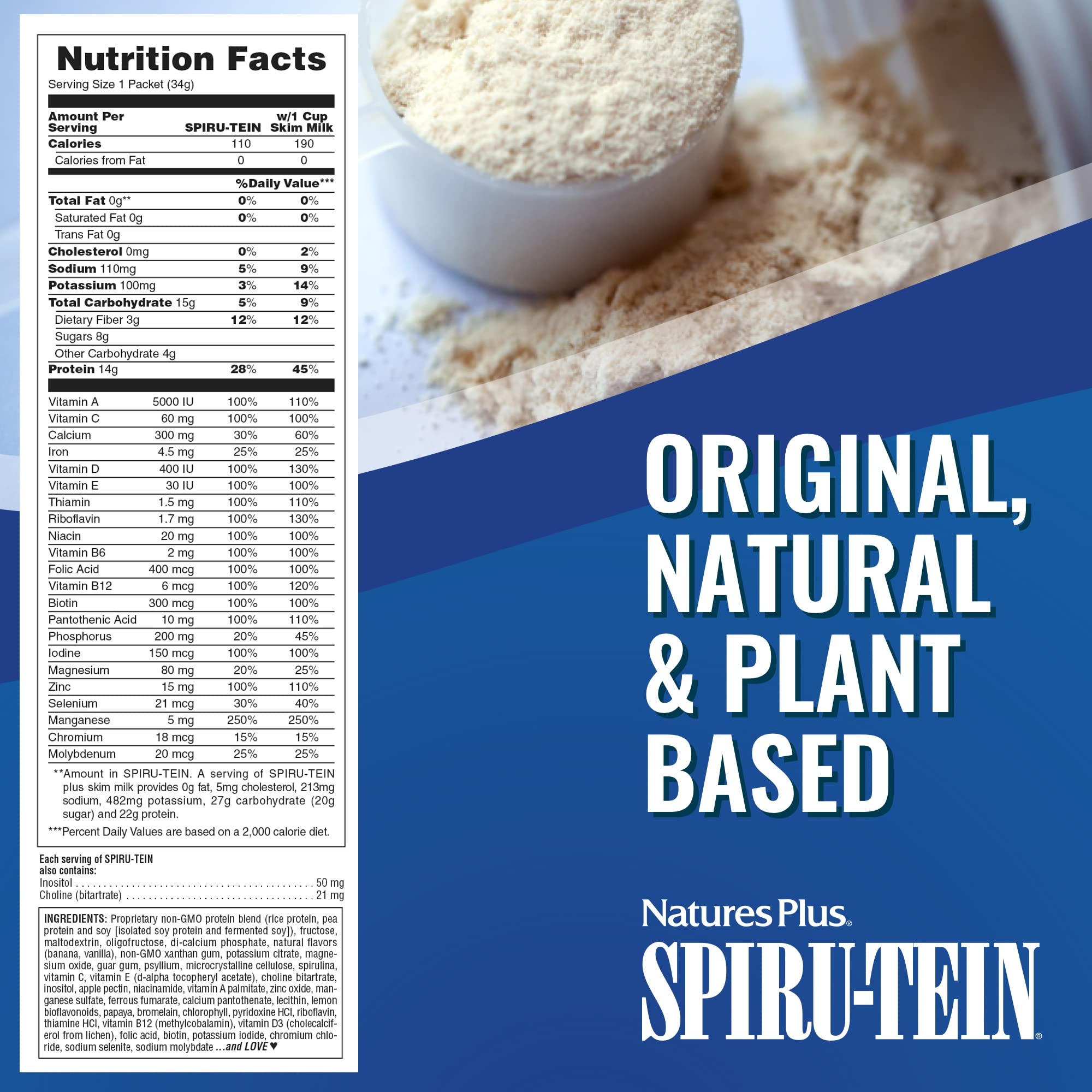 NaturesPlus SPIRU-TEIN Banane – fabrication conforme cGMP et certifications FDA/NSF