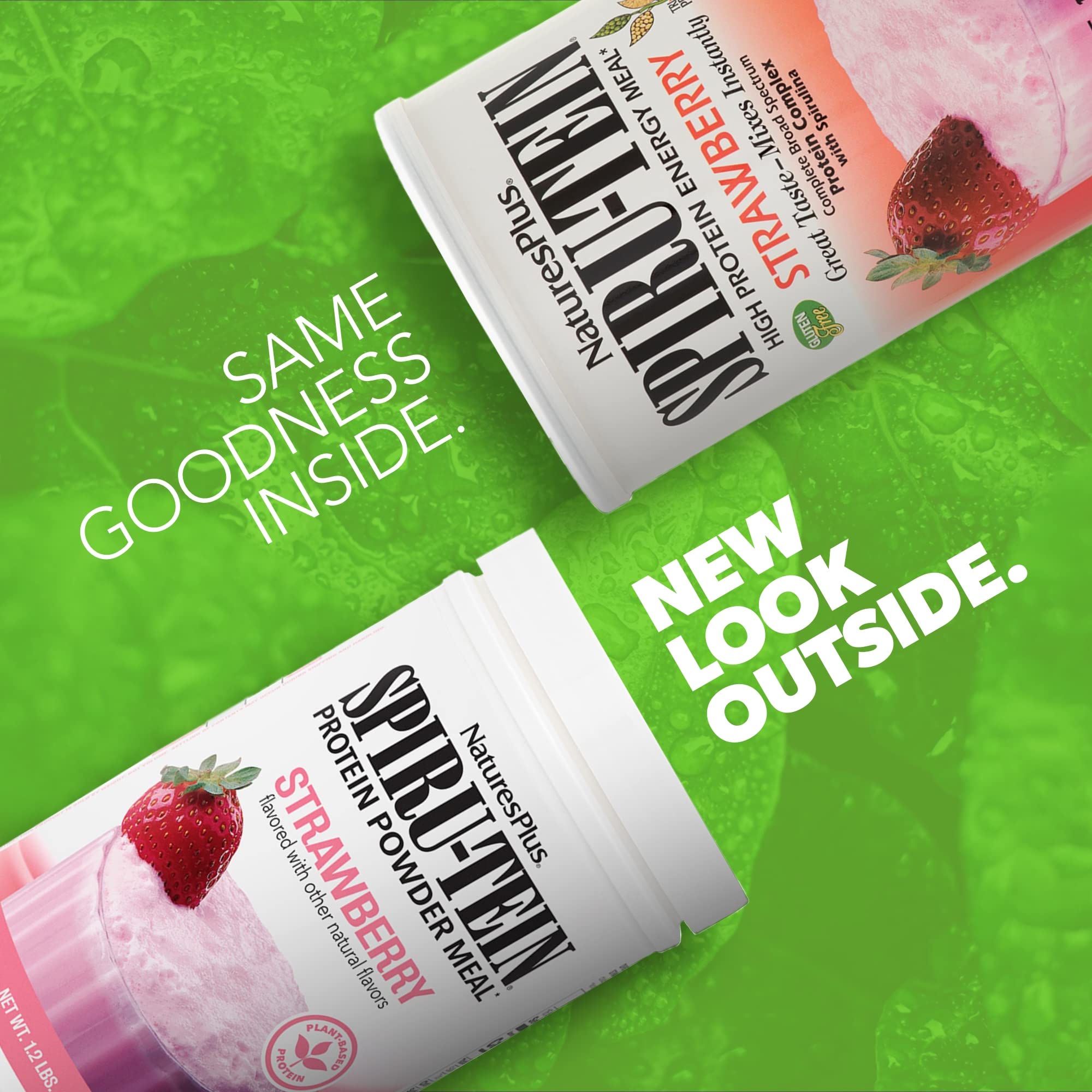 NaturesPlus SpirU-Tein Fraise — scoop protéine végétale facile à doser.