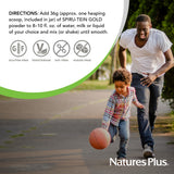 NaturesPlus SPIRU-TEIN GOLD vanille, flacon: 13 portions pour énergie pratique.
