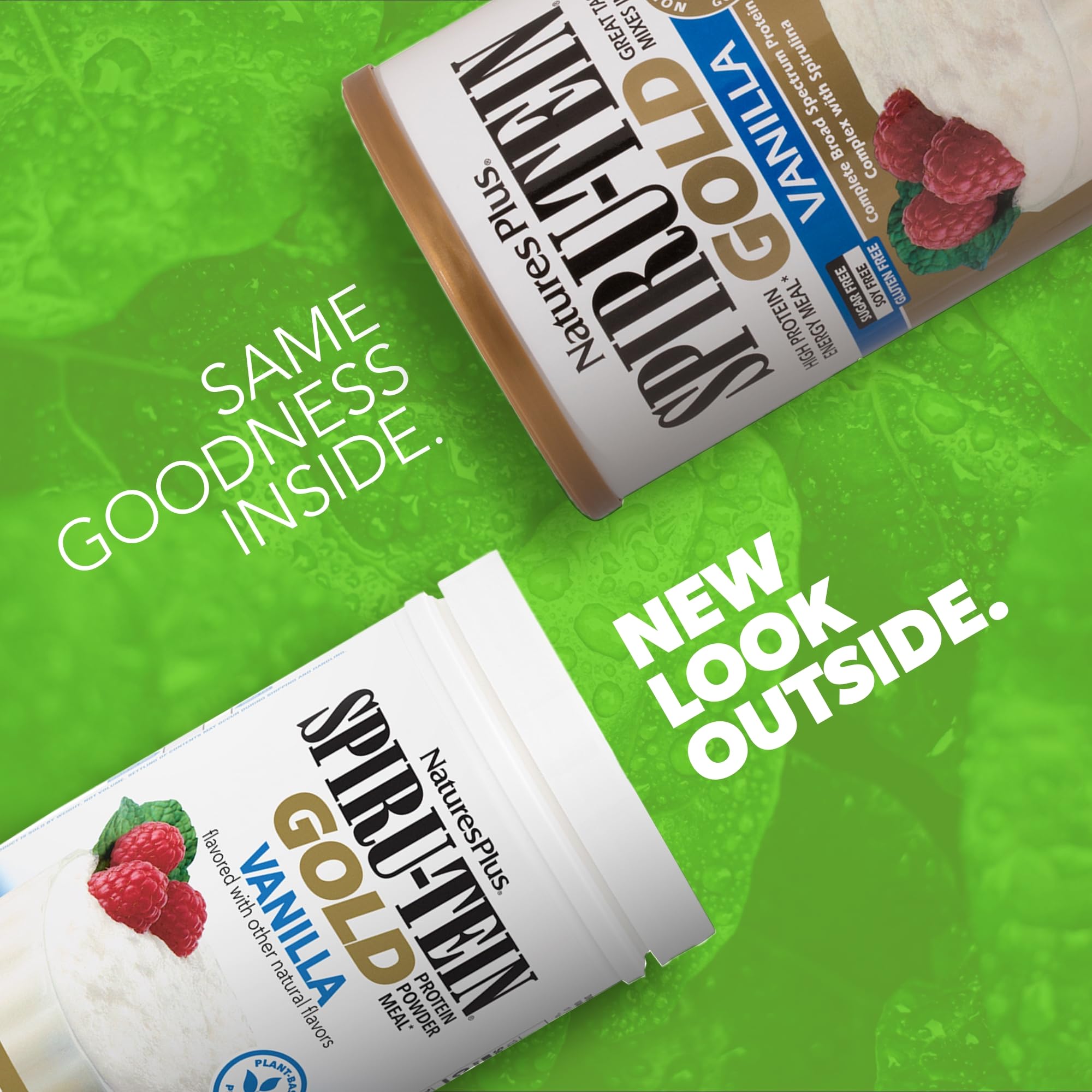 NaturesPlus SPIRU-TEIN GOLD vanille, verre: mélange facile sans mixeur.
