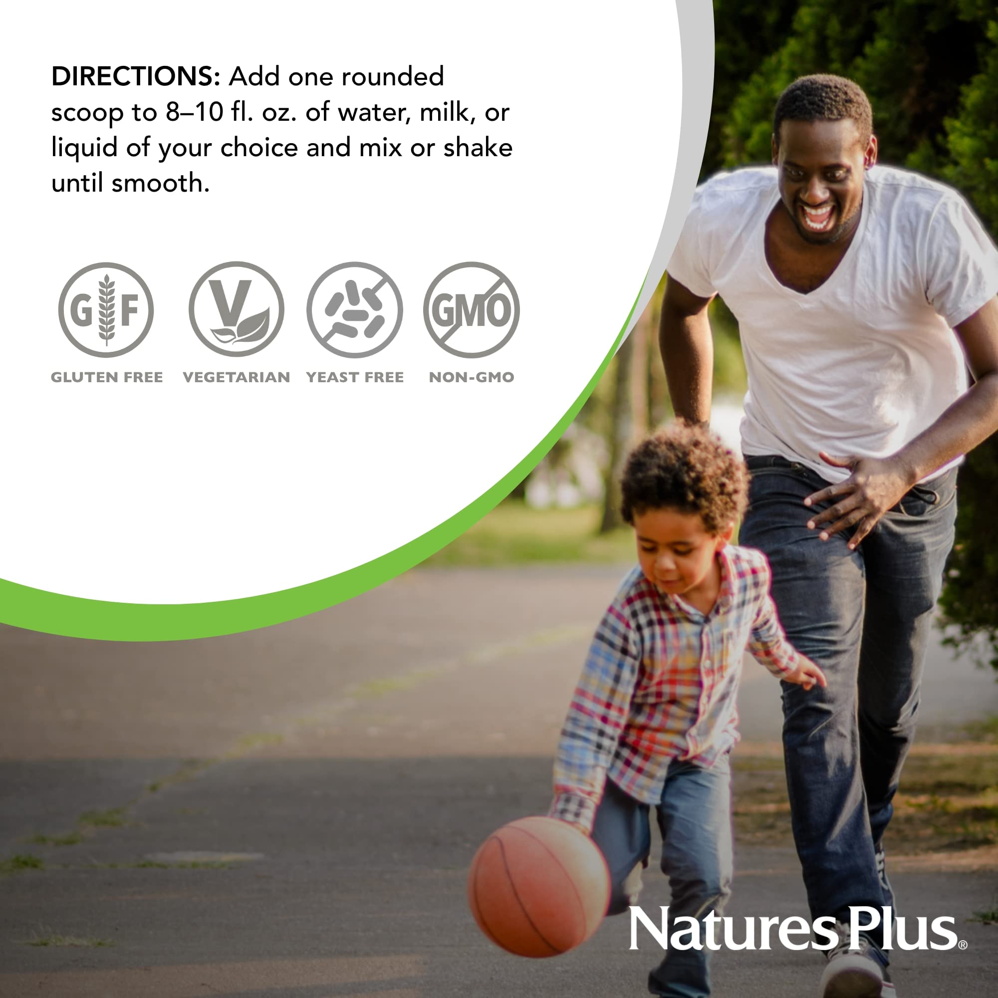 NaturesPlus SpirU-TEIN Junior chocolat, mélange facile dans lait froid pour un encas rapide.