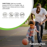 NaturesPlus SpirU-TEIN Junior chocolat, mélange facile dans lait froid pour un encas rapide.
