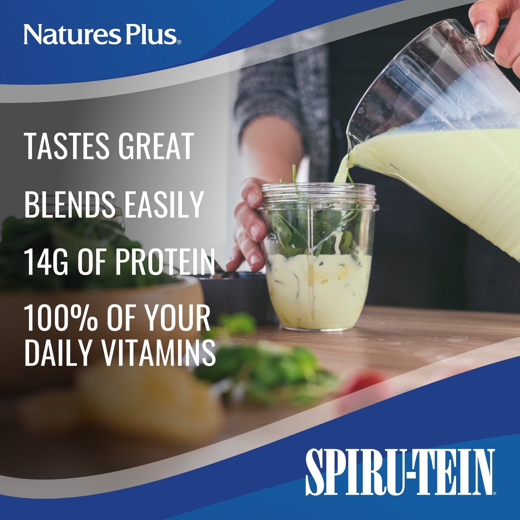 NaturesPlus SPIRU-TEIN Banane – poudre végétale idéale après l'entraînement