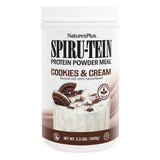 NaturesPlus SPIRU-TEIN Shake Cookies et Creme dans un shaker, goût gourmand et pratique.