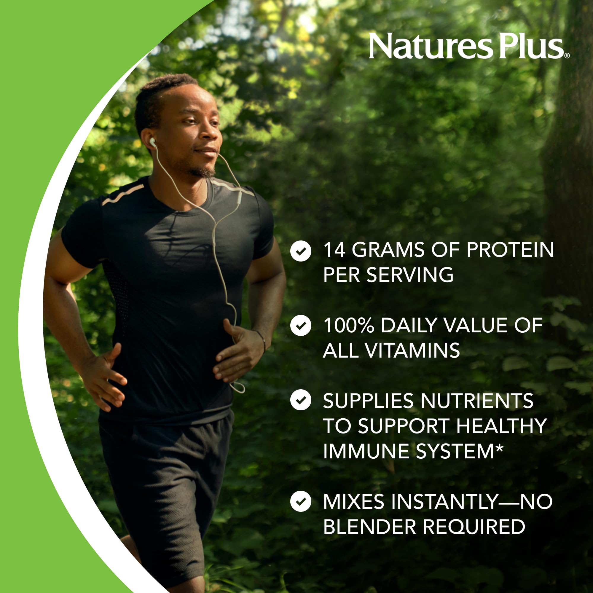 SPIRU-TEIN Vanille: ingrédients végétaux fournissant des protéines et des fibres.