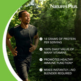 NaturesPlus SPIRU-TEIN WHEY Shake chocolat, protéine végétale tri-blend en action avant l entraînement