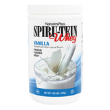 NaturesPlus SPIRU-TEIN WHEY Vanille, versement en bouteille, pratique pour mélanger.