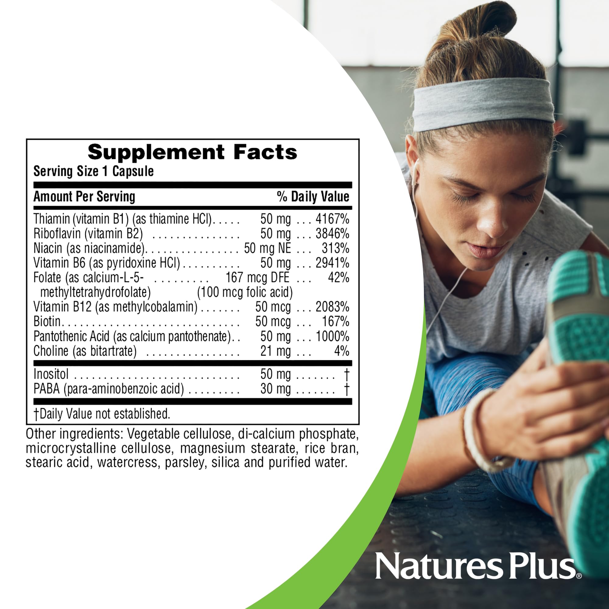 NaturesPlus Super B-50-capsules-60-portions: format pratique pour une prise quotidienne.