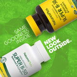 NaturesPlus Super B-50, étiquette visible, formulation complète pour le bien-être quotidien.