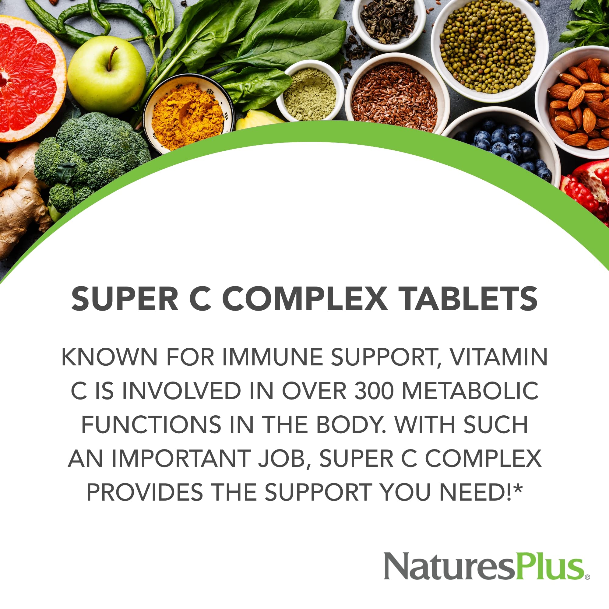 NaturesPlus Super C Complex bioflavonoïdes pour optimiser l'absorption et le soutien quotidien.