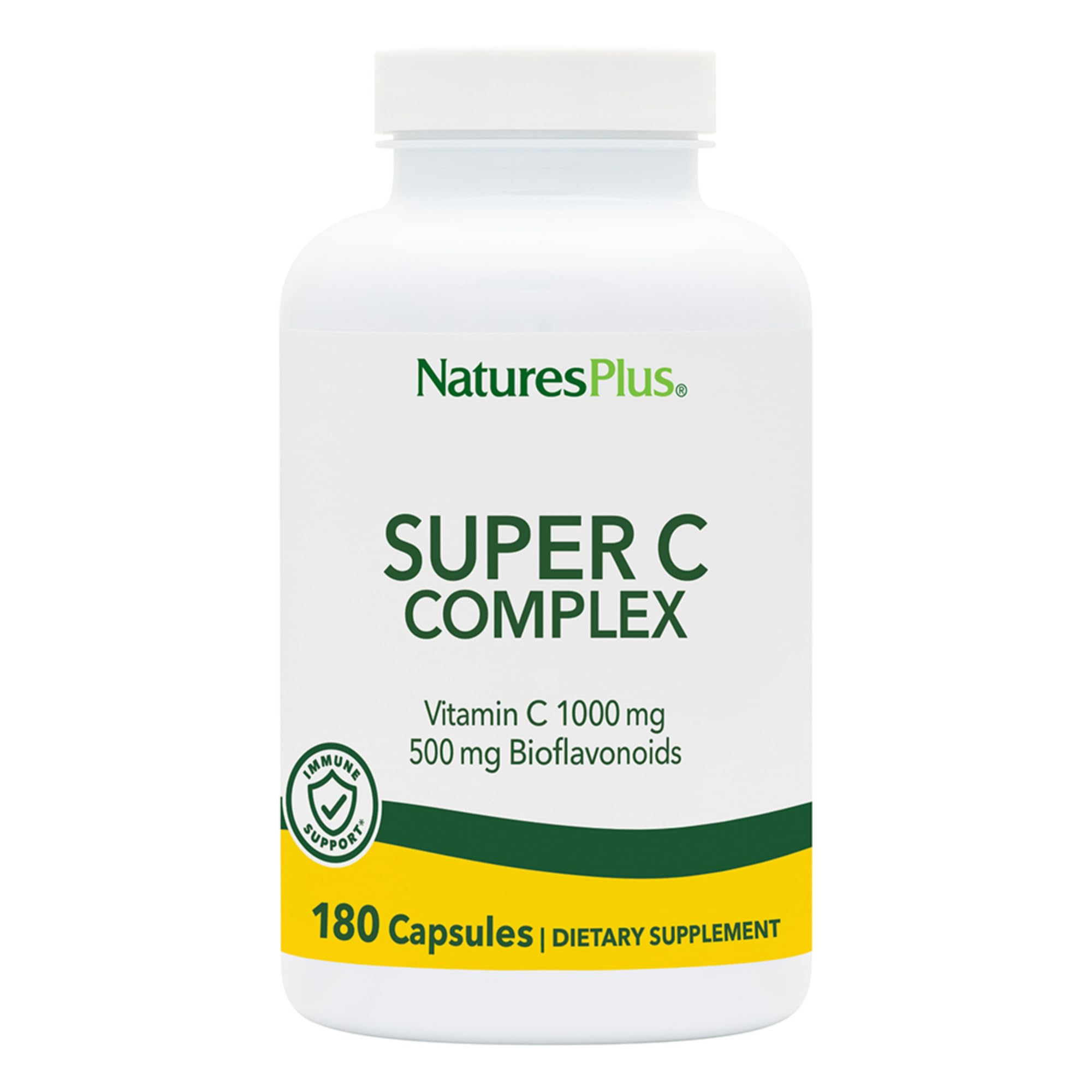NaturesPlus Super C Complex – bouteille et gélules faciles à avaler pour le quotidien.