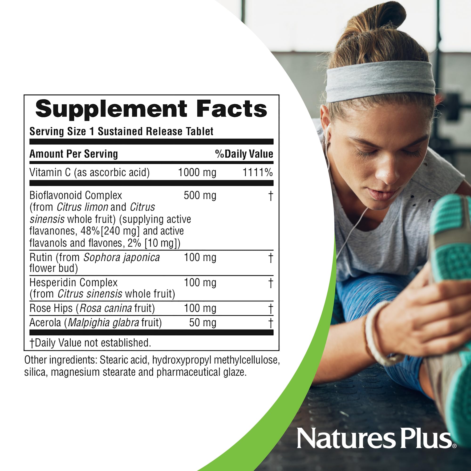 Ingrédients clés: Rutin et Hespéridine dans le mélange de NaturesPlus Super C Complex.