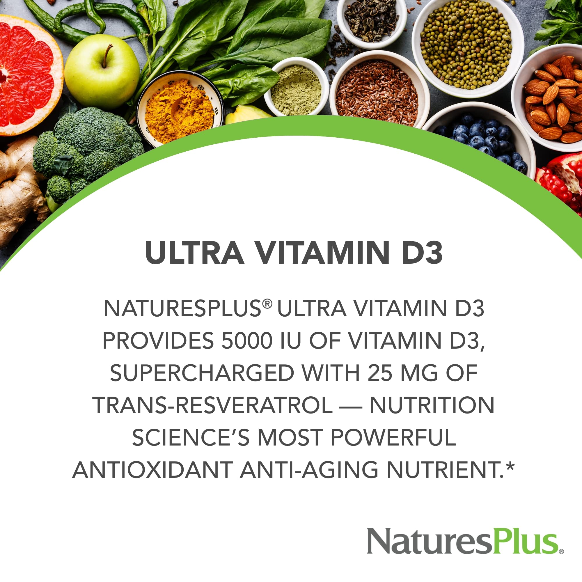 NaturesPlus Trans‑Resveratrol 25 mg, antioxydant inclus.