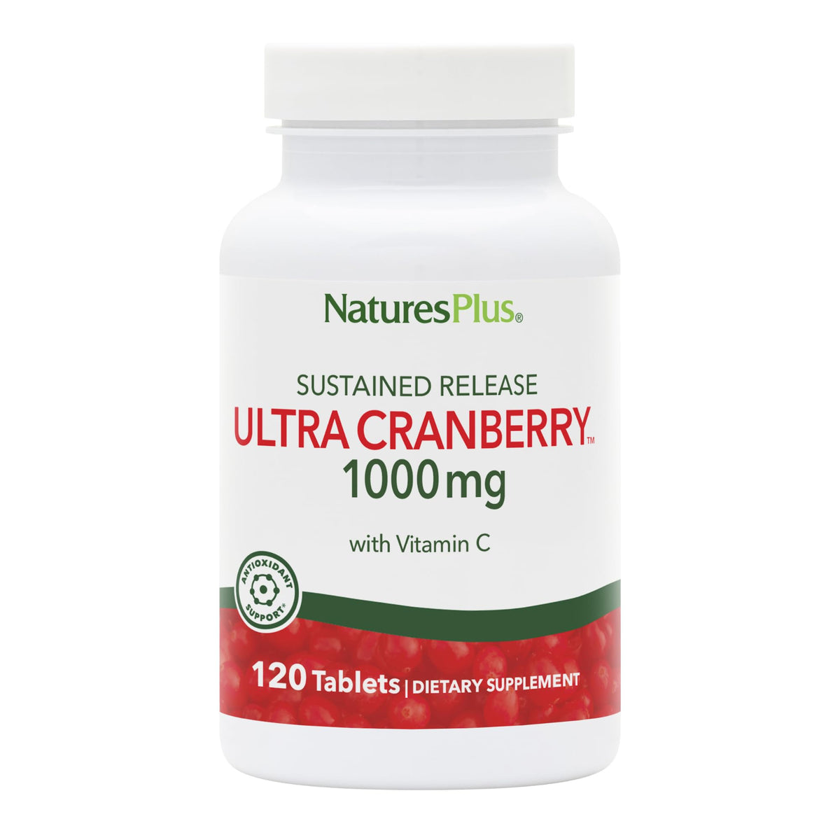 NaturesPlus Ultra Cranberry, bouteille en vedette, routine quotidienne possible.