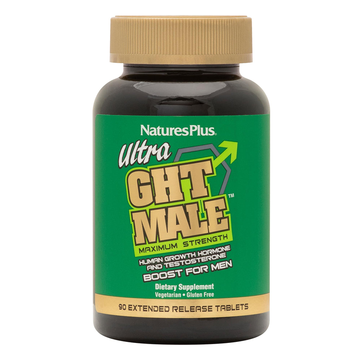 NaturesPlus Ultra GHT Male en bouteille, soutien potentiel à la vitalité.