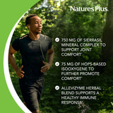 Nature's Plus Ultra InflamActin – ingrédients clés visibles comme curcuma et gingembre.