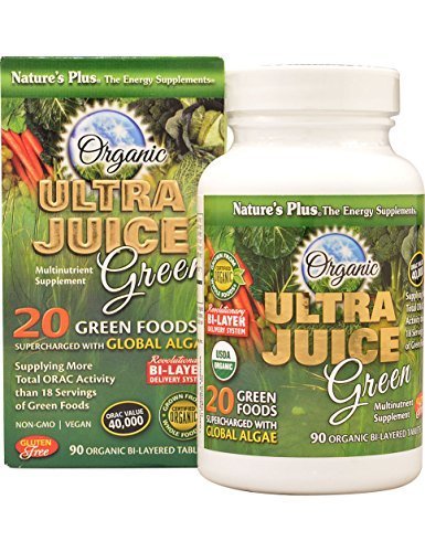 NaturesPlus Ultra Juice Green – comprimés à double couche, soutien potentiel à l'immunité et énergie.