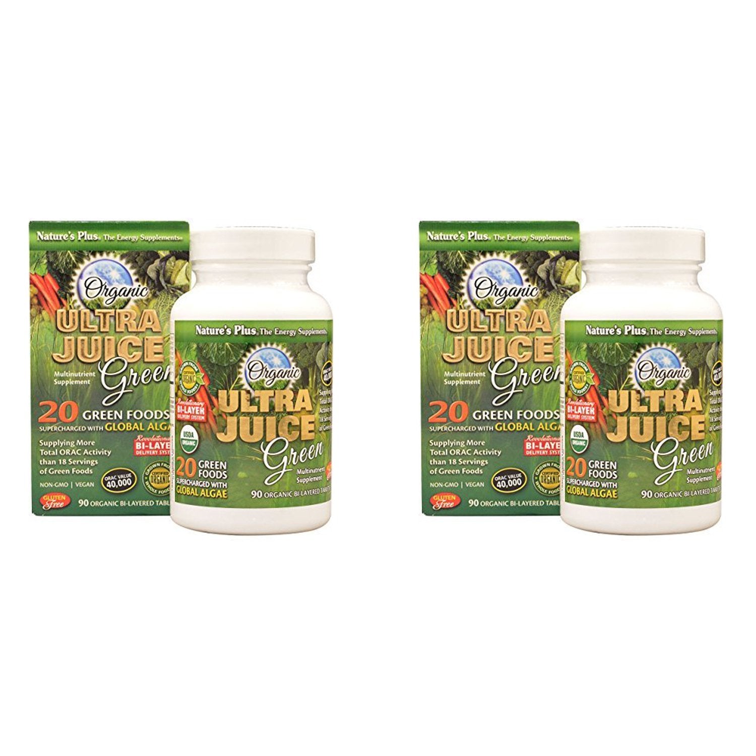 NaturesPlus Ultra Juice Green – comprimés à double couche, faciles à digérer et pratiques.