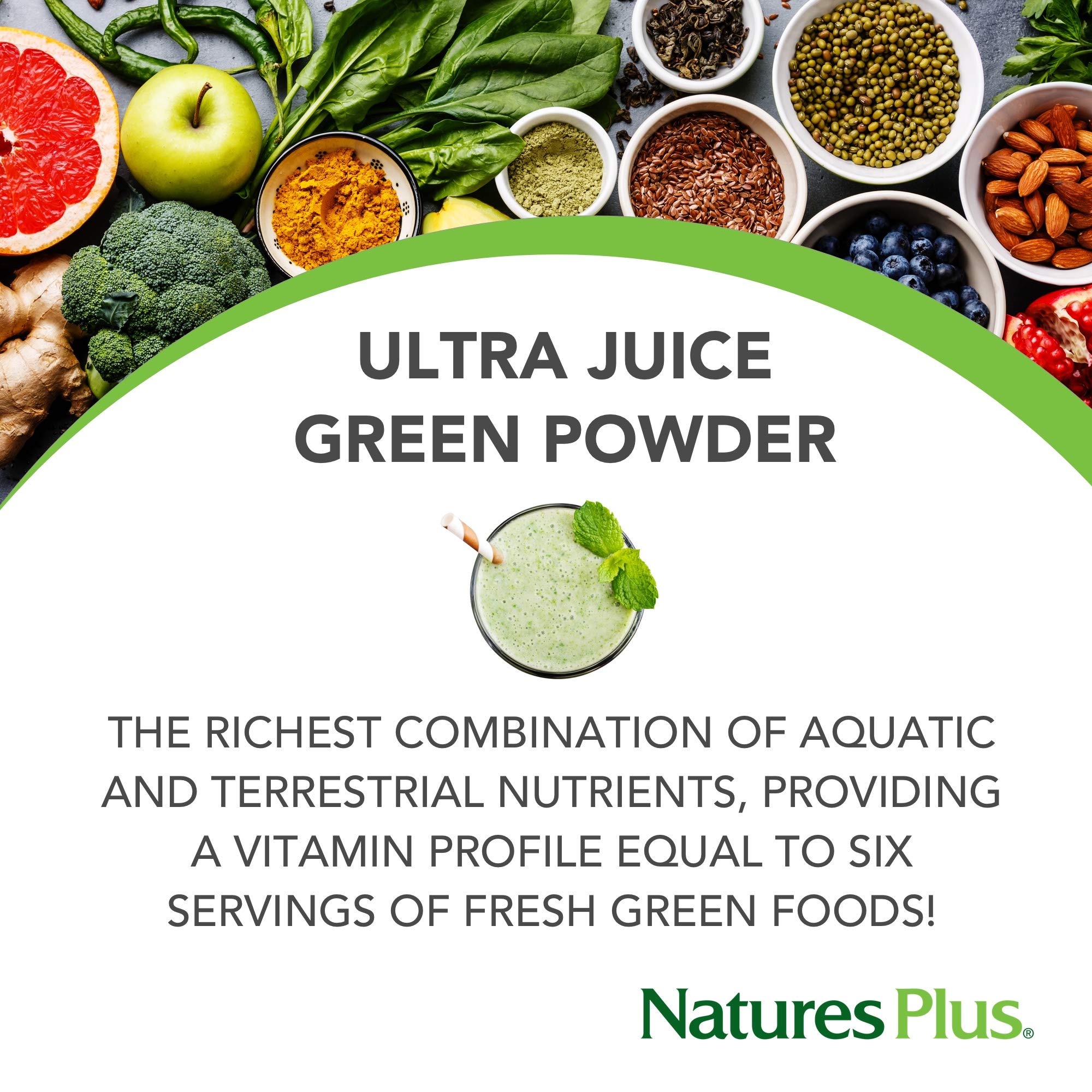 NaturesPlus Ultra Juice Green Drink, versement facile dans l'eau.