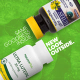 Capsules molles NaturesPlus Ultra Lutein 20 mg, gélules faciles à avaler.