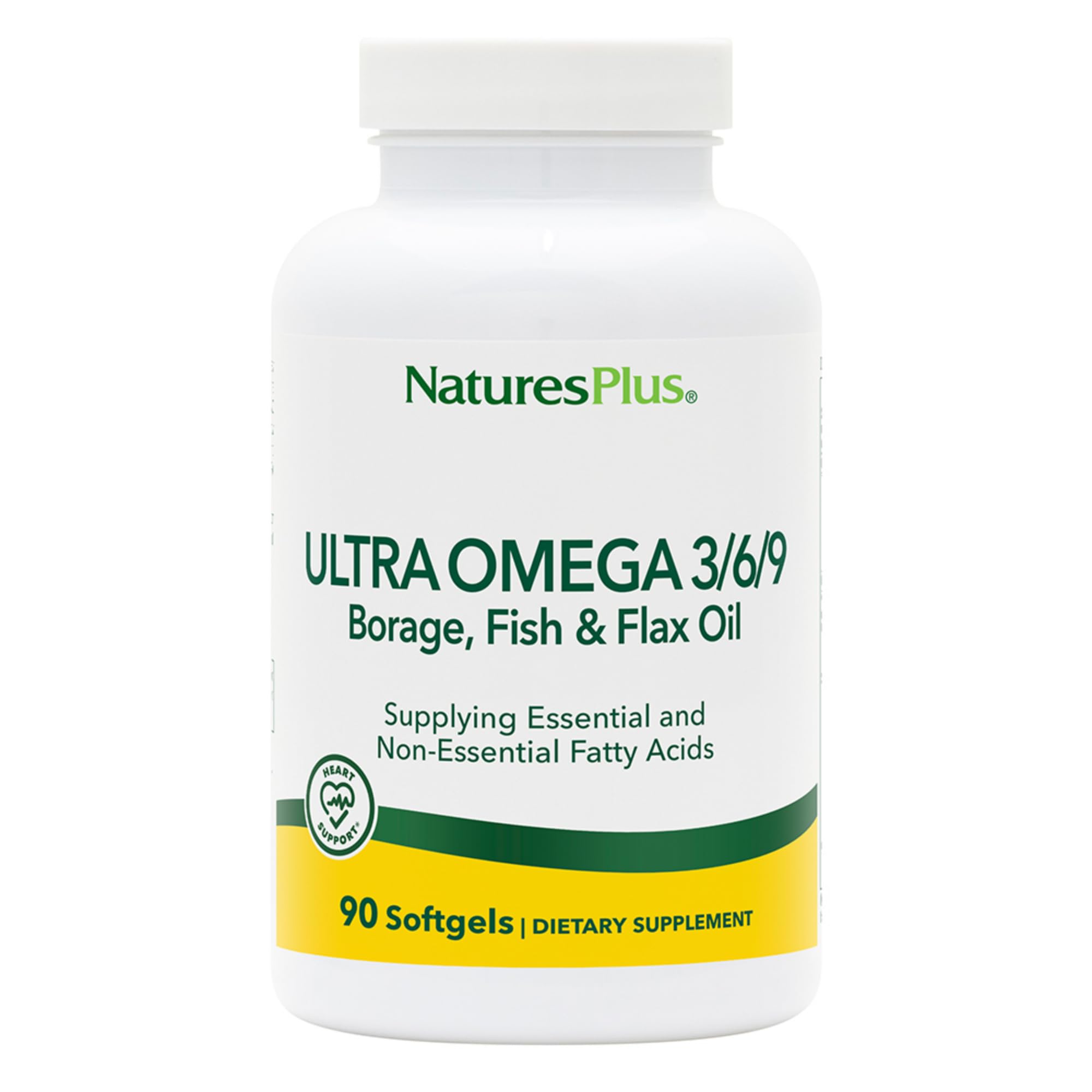 NaturesPlus Ultra Omega 3/6/9, bouteille, soutient potentiellement la routine nutritionnelle.