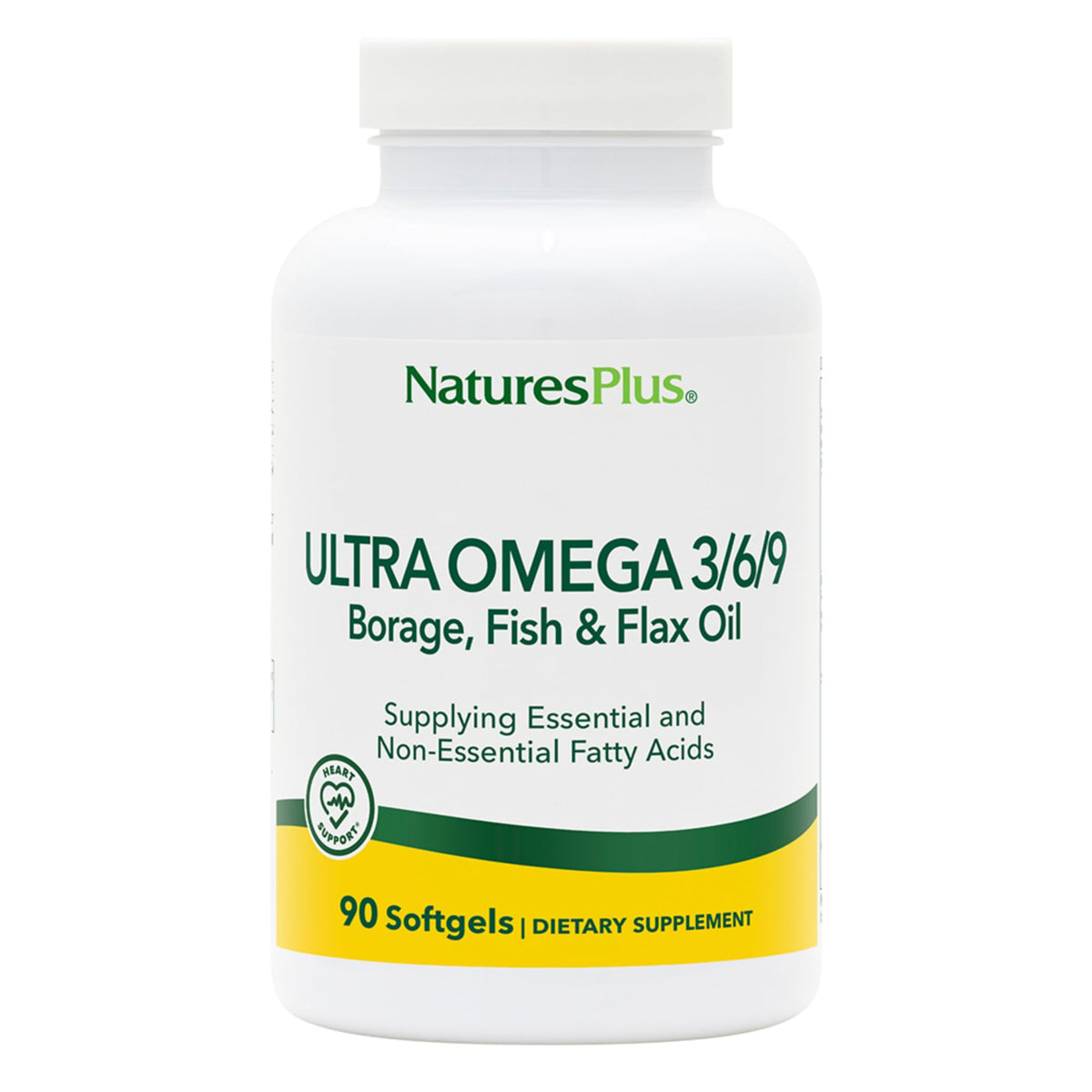 NaturesPlus Ultra Omega 3/6/9, bouteille, soutient potentiellement la routine nutritionnelle.