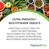 Comprimés végétariens NaturesPlus Ultra Prenatal faciles à avaler pour estomac sensible