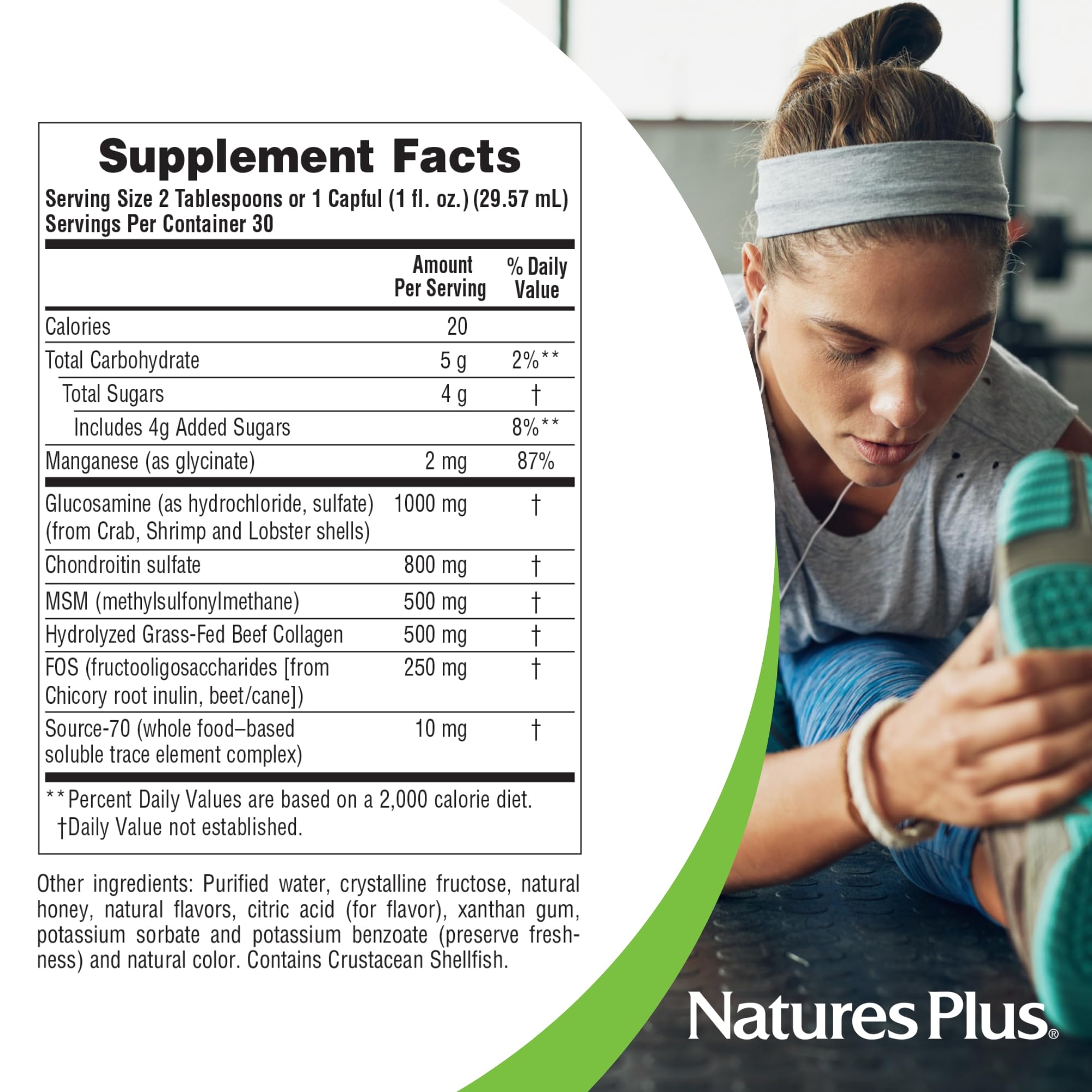 Étiquette claire Ultra Rx-Joint montrant les ingrédients et les informations sans allergènes.