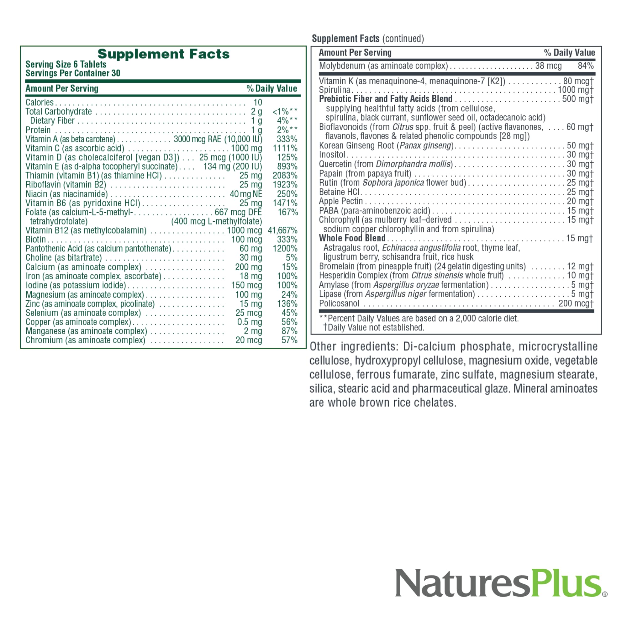 NaturesPlus Ultra Source de Vie Luteine — complexe nutritionnel complet