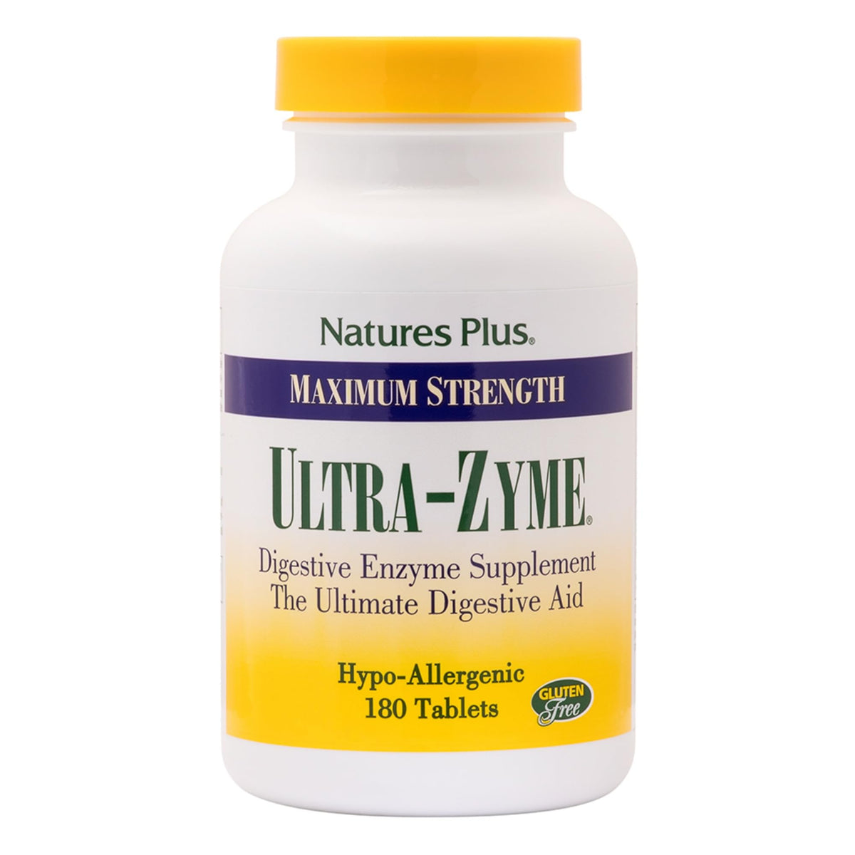 NaturesPlus Ultra-Zyme – bouteille de 180 comprimés pour soutenir la digestion au quotidien.