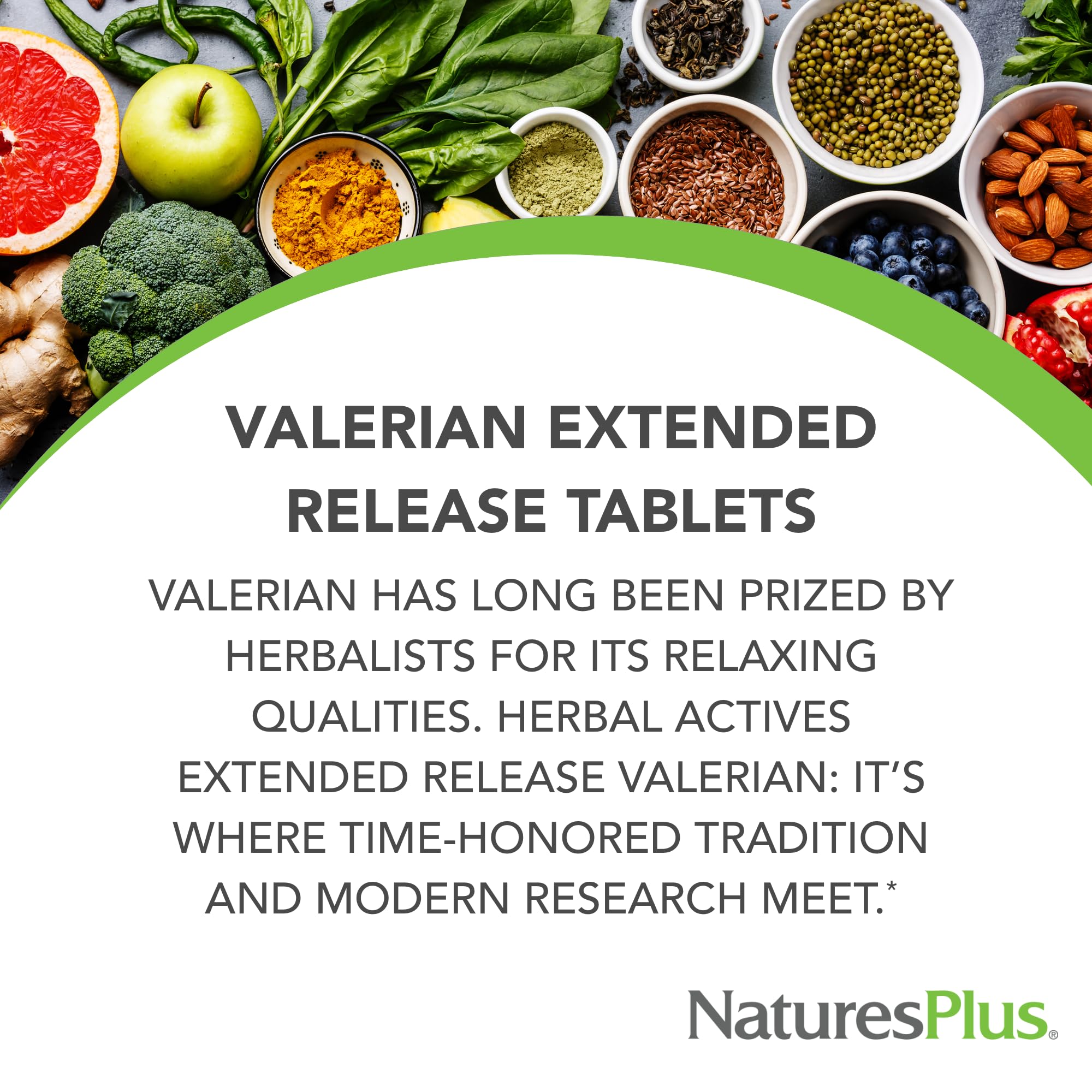 NaturesPlus Valériane : gélules véganes sans gluten pour une routine nocturne.