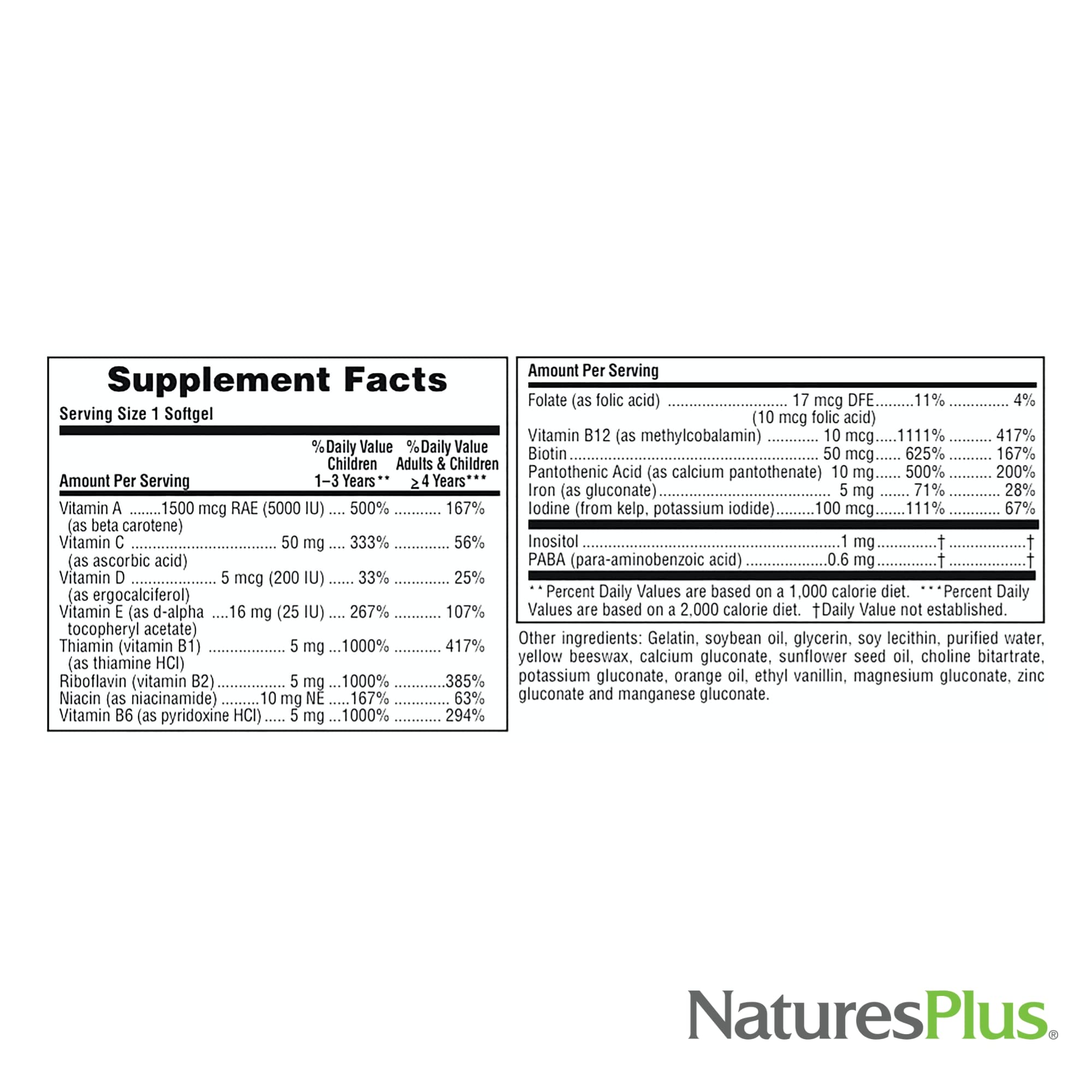 NaturesPlus Vita-Gels Enfants – produit sans gluten pour certains régimes.