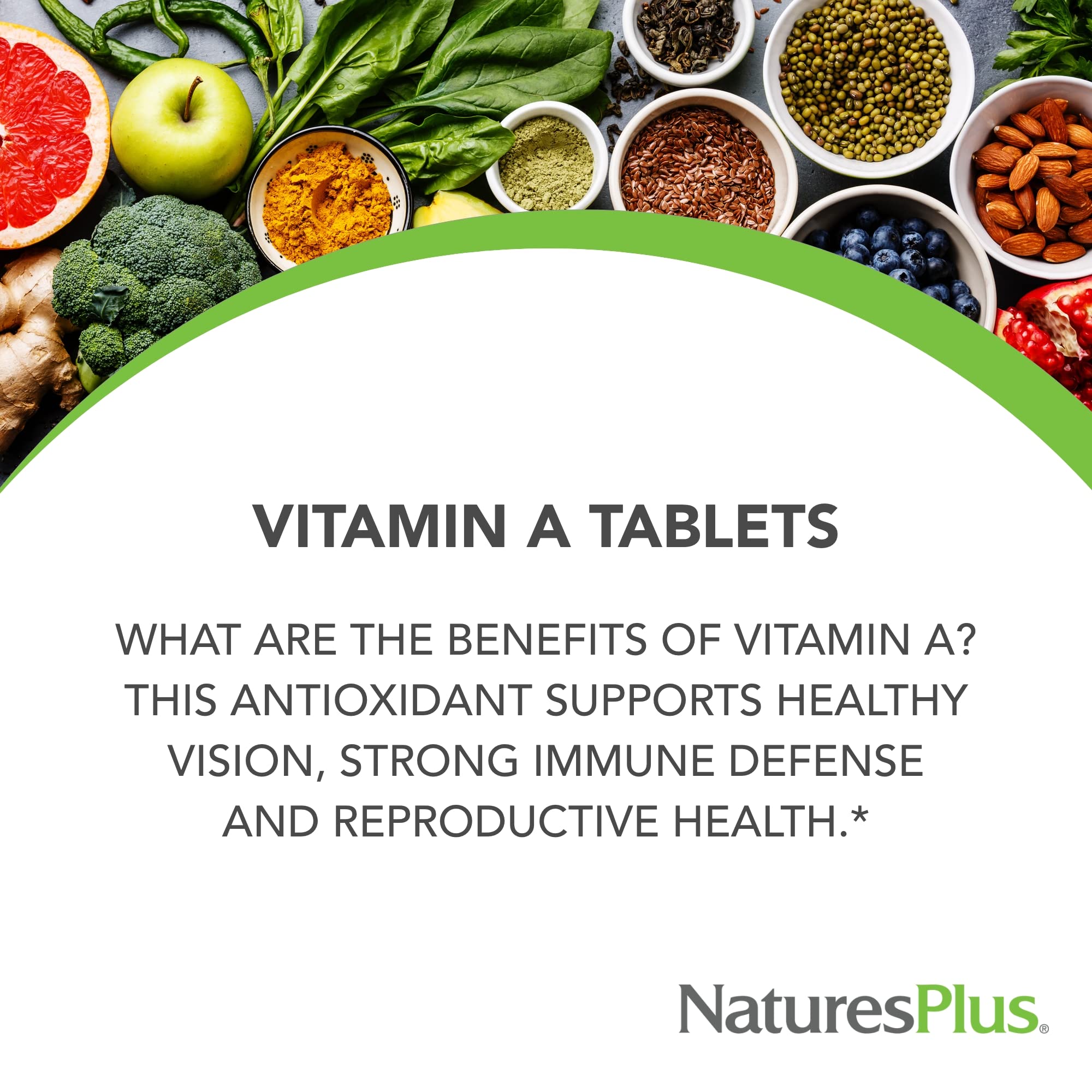 NaturesPlus Vitamine A 10000 UI, comprimés dispersibles, facile à prendre avec un verre d eau