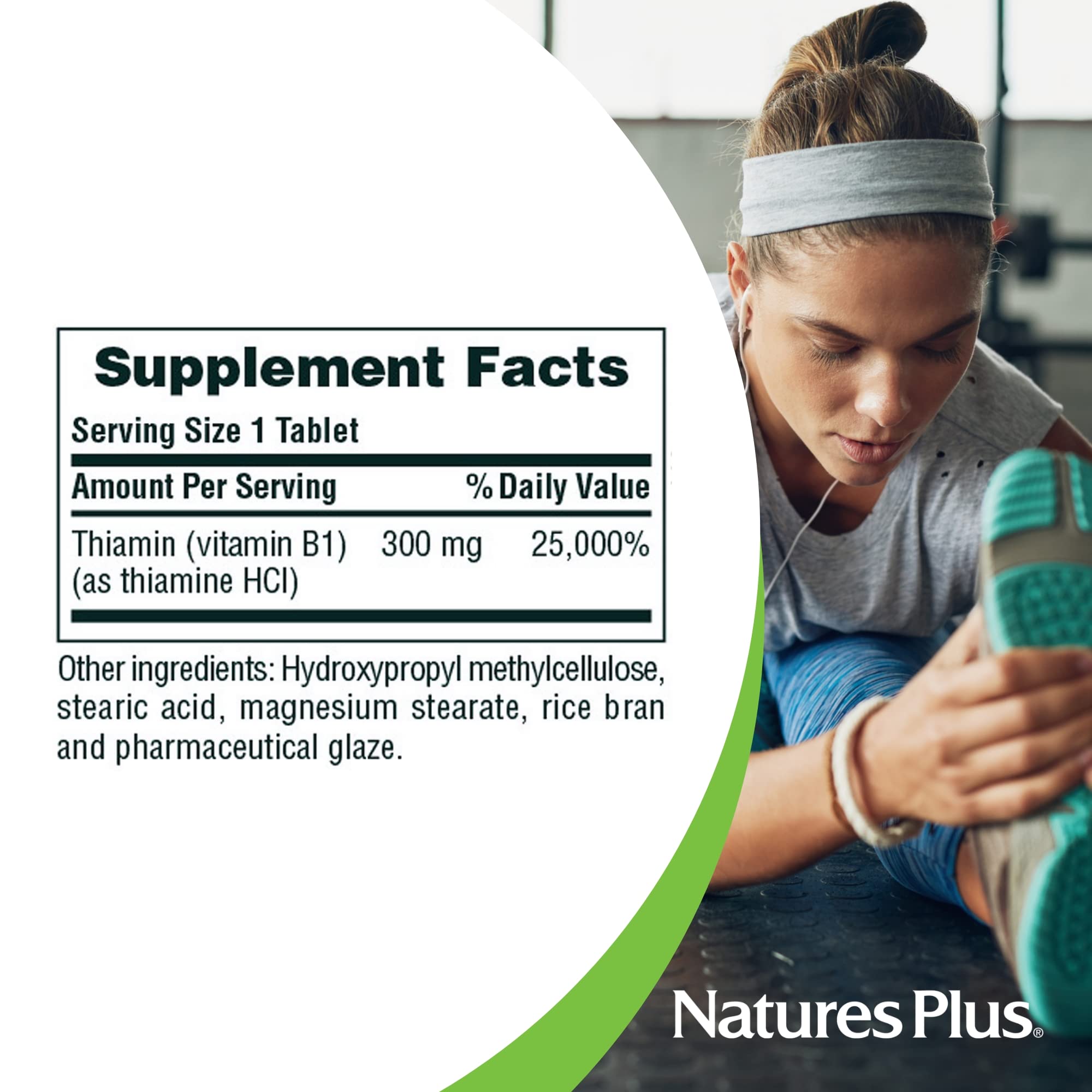 NaturesPlus Vitamine B1 300 mg : emballage moderne et conforme aux normes cGMP.