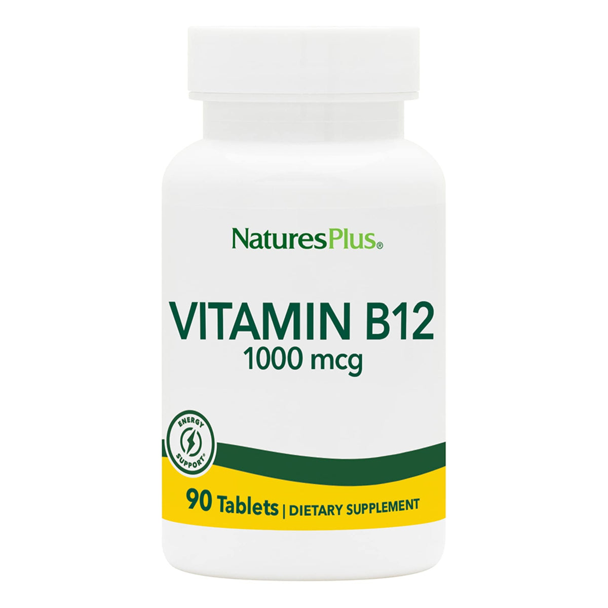 NaturesPlus Vitamine B12 1000 mcg, bouteille, soutien énergie quotidienne.