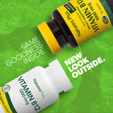 NaturesPlus Vitamine B12 1000 mcg, tablettes alignées pour prise facile.